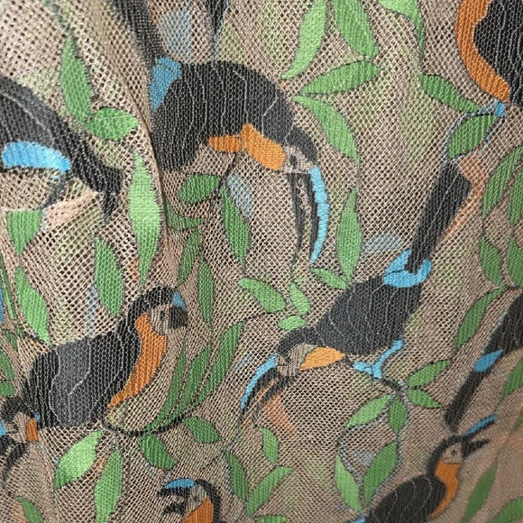 Multicolor Sheer Blouse with Birds & Leaves Print - Picture 5 of 5